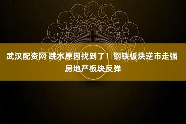 武汉配资网 跳水原因找到了！钢铁板块逆市走强 房地产板块反弹